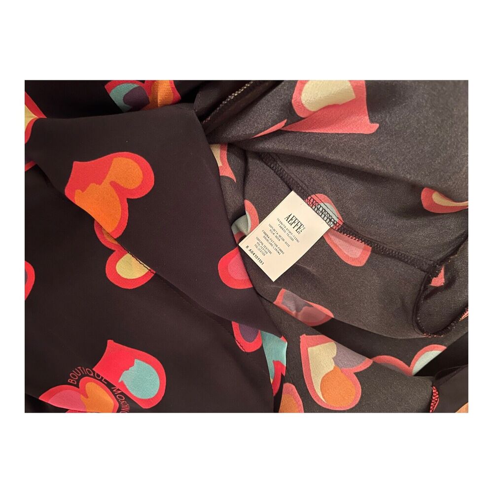 Moschino Boutique Silk Heart Print Black Dress US Size 4 Retail $800 - Picture 3 of 10